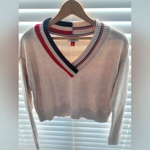 Tommy Jeans classic cotton Tommy Hilfiger V neck varsity cropped sweater